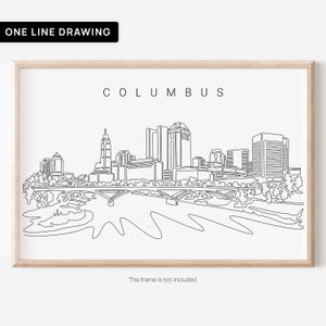 Columbus Skyline Wall Art - Large Columbus Wall Art with Continuous Line Art - Columbus Ohio Poster - Columbus Wall Decor - Moving Gift