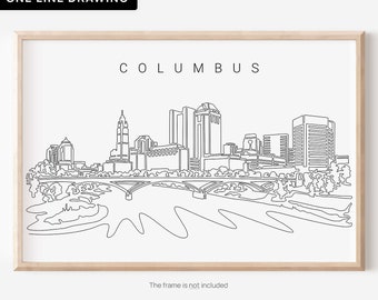 Columbus Skyline Wall Art - Large Columbus Wall Art with Continuous Line Art - Columbus Ohio Poster - Columbus Wall Decor - Moving Gift