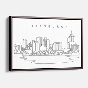 Pittsburgh Canvas Wall Art - Pittsburgh Skyline Canvas Art Print with One Line Drawing - Pittsburgh Wall Decor Gift - New Home Gift