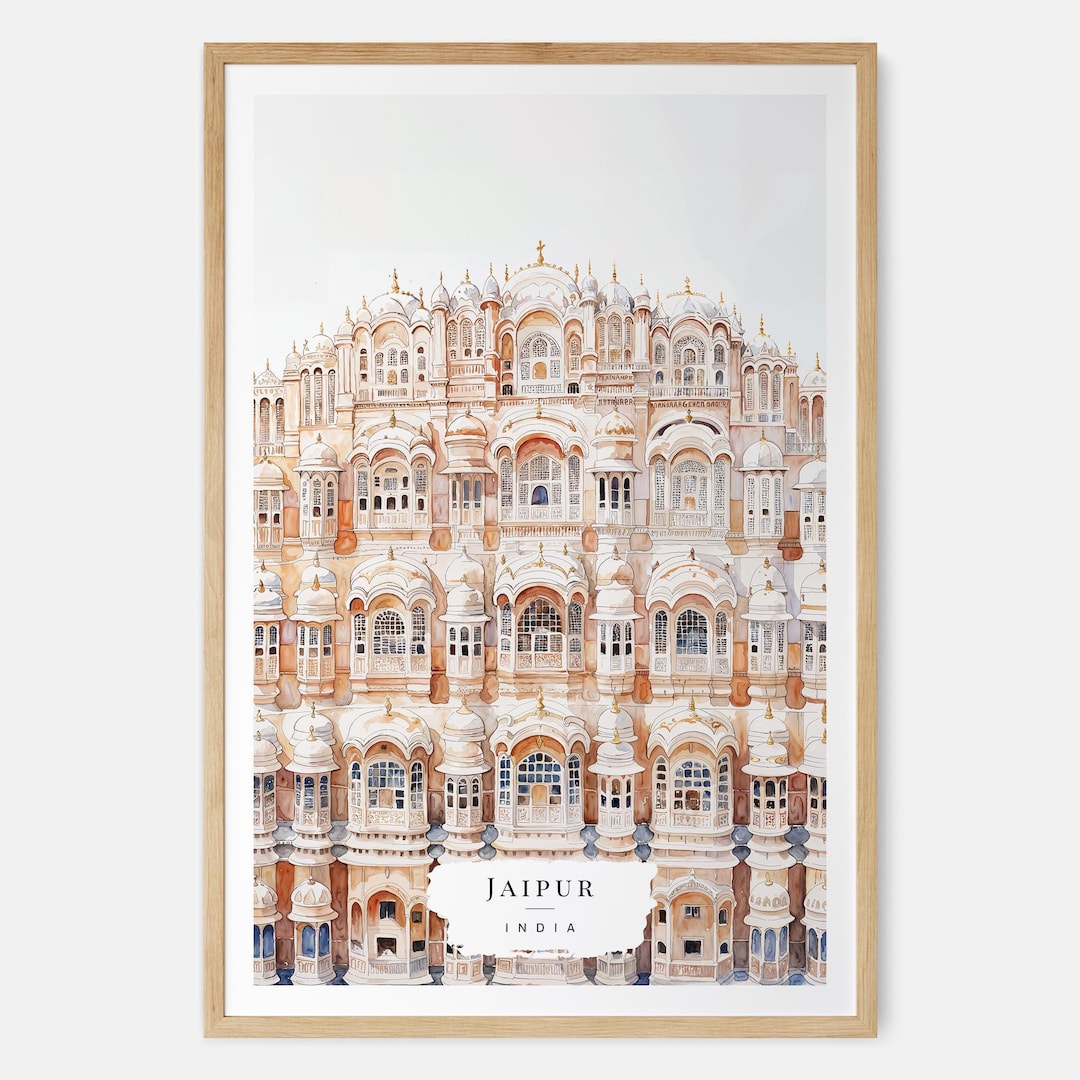 Jaipur Watercolor Art, India Wall Art, Pink City Print, India