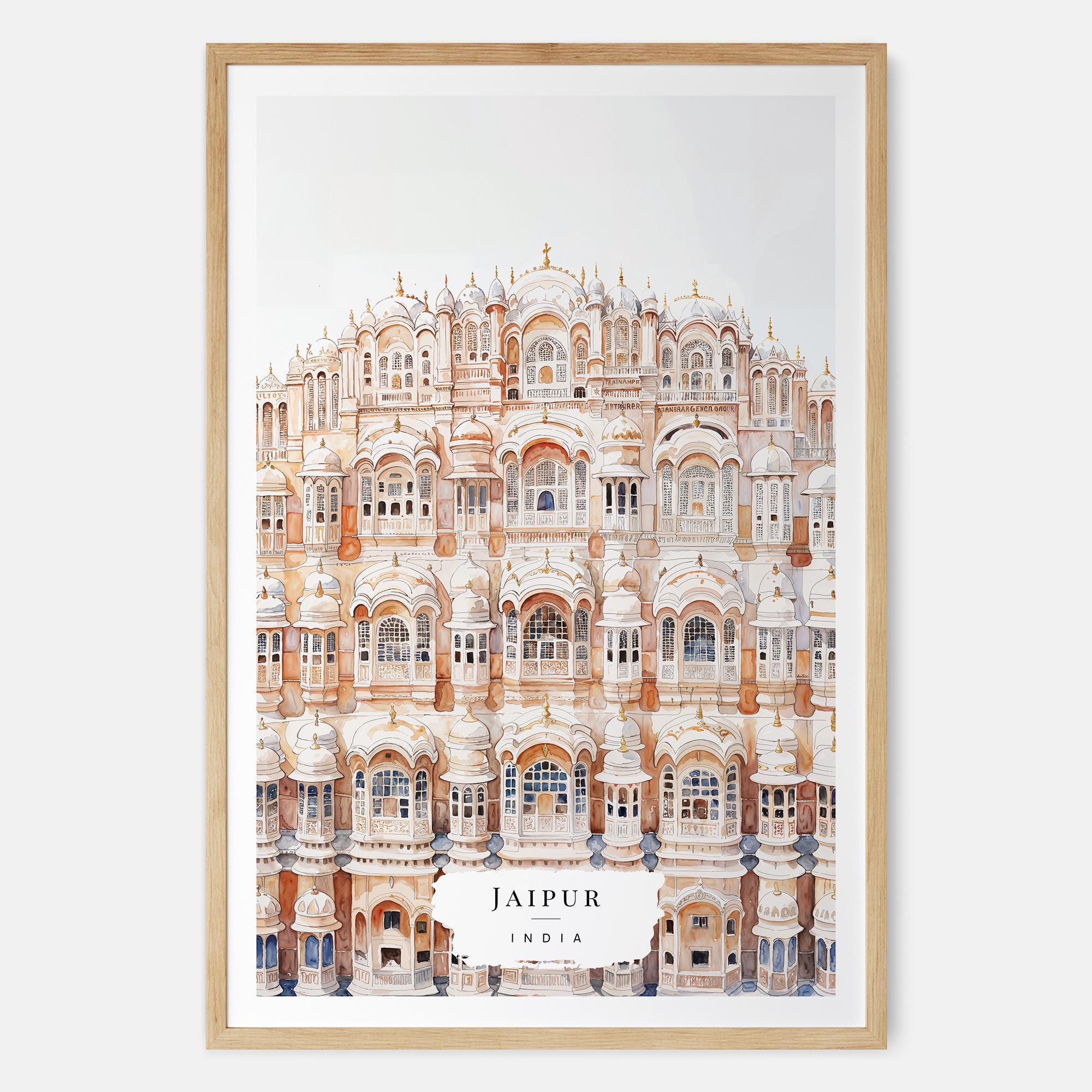 Jaipur Watercolor Art, India Wall Art, Pink City Print, India