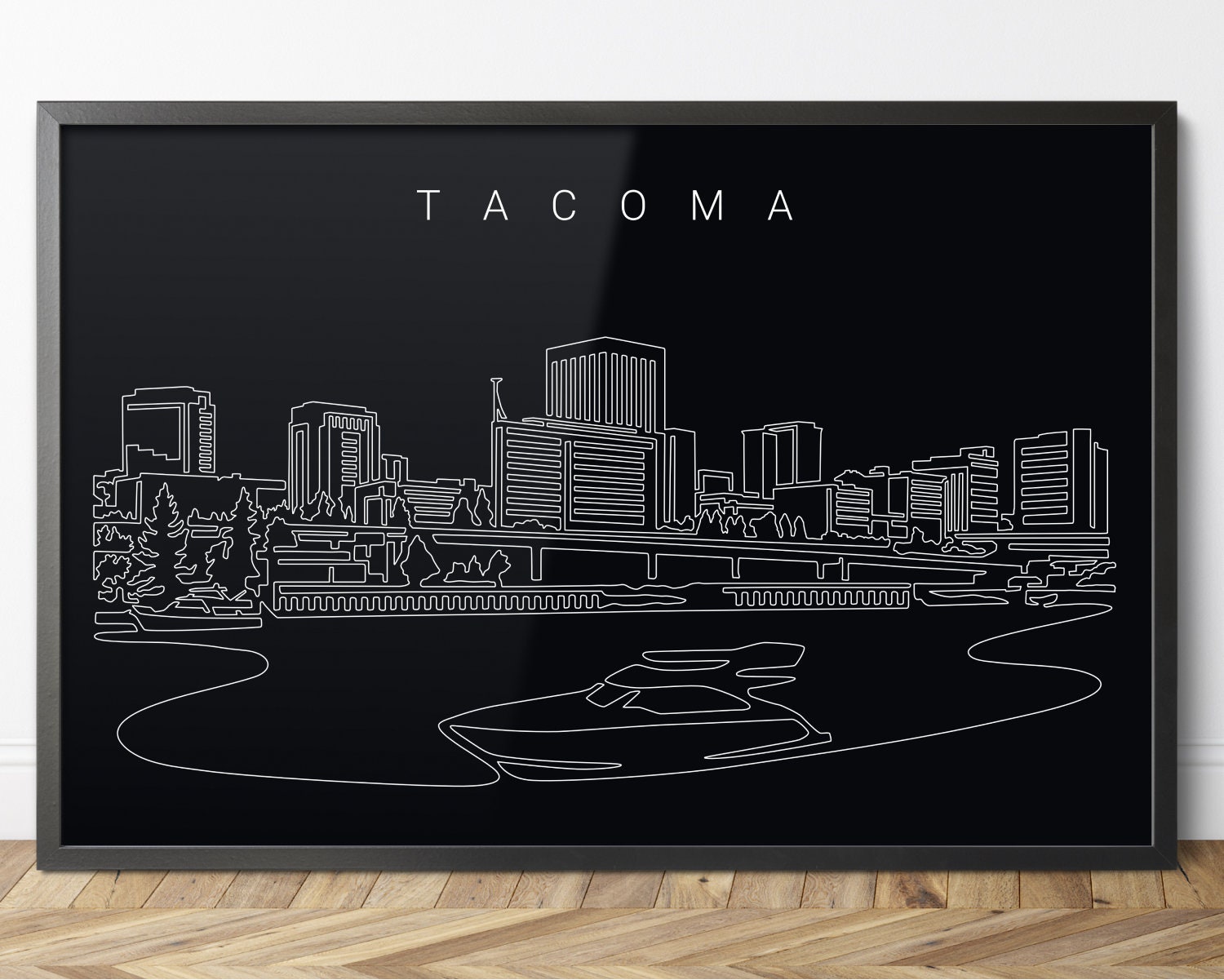 Framed WA Art Print Skyline Wall Art Etsy