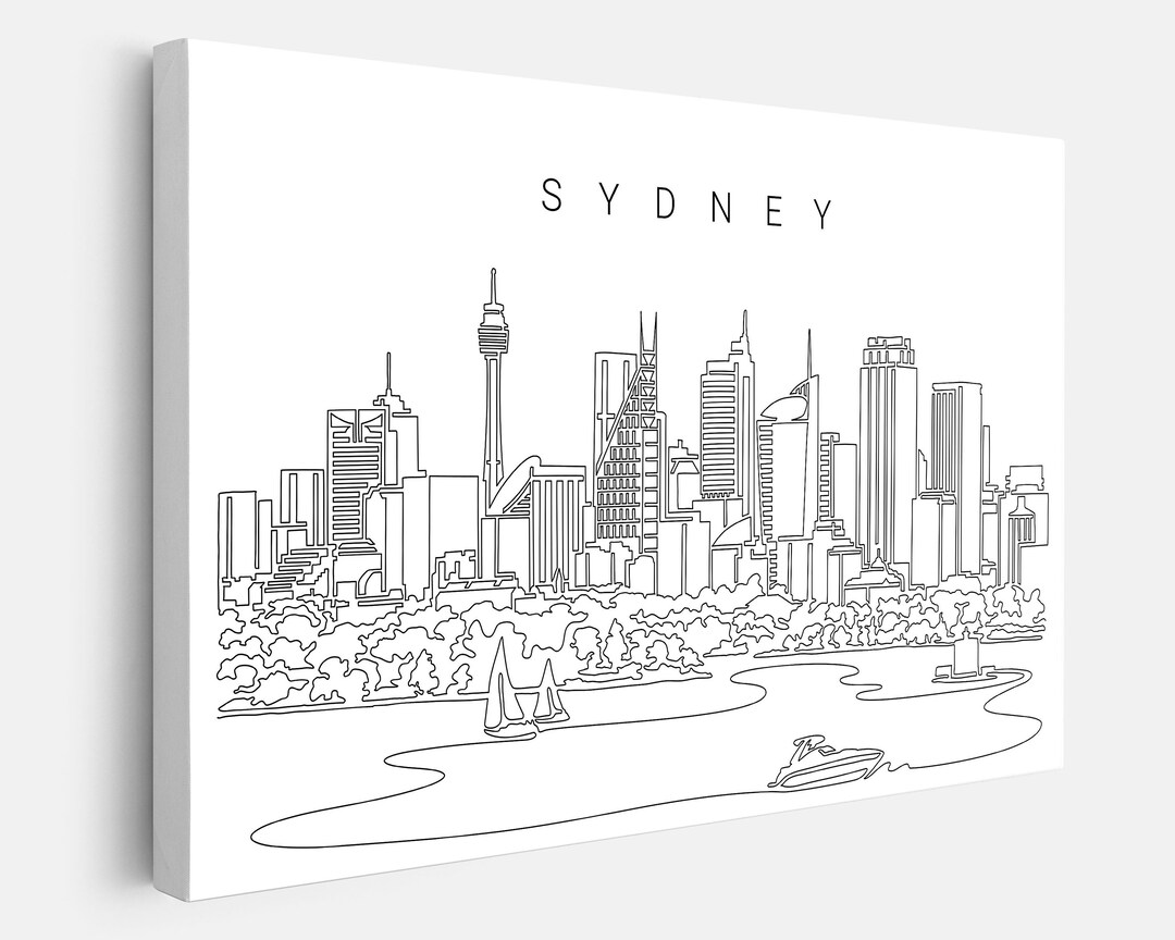 Sydney Skyline Canvas Wall Art Sydney Australia Canvas Art Etsy