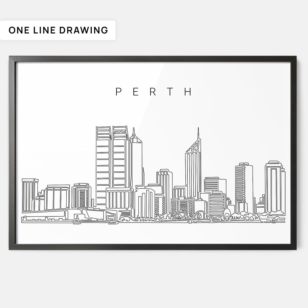 Framed Perth Skyline Art Print Perth Australia Wall Art with Etsy.de