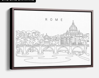 Rome Canvas Art Print - Rome Italy Wall Art with One Line Drawing of the St. Peter's Basilica - Aesthetic Italy Wall Decor - New Home Gift