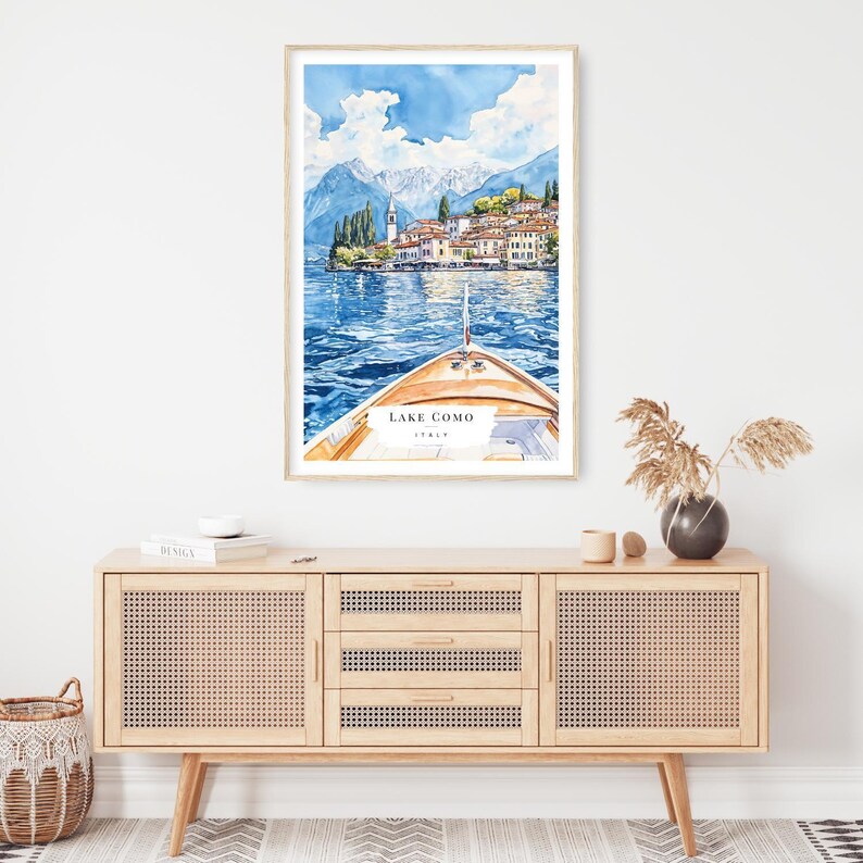 Lake Como Watercolor Painting Art Print - Lake Como Italy Wall Art ...