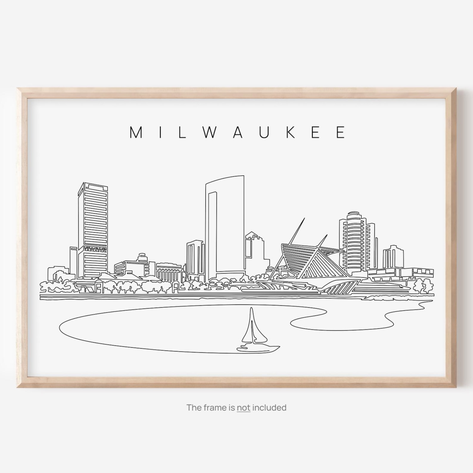 Milwaukee Skyline Wall Art - 24 x 36, Light