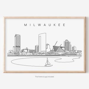 Milwaukee Skyline Wall Art - Milwaukee Art Print with One Line Drawing - Milwaukee Wall Decor Gift - Milwaukee Poster Home Decor