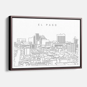 El Paso Canvas Art Print - Texas Wall Art with El Paso Skyline as Single Line Art - Great Wall Decor Gift for New Home or New Job