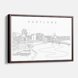 Portland Oregon Skyline Canvas Art Print - Portland One Line Drawing Wall Decor - Aesthetic Portland Wall Art - New Home Gift