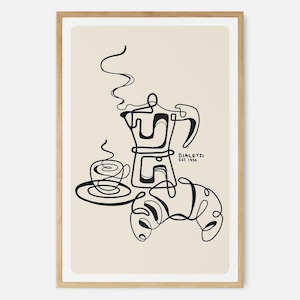 May include: A black and white line drawing of a coffee pot, a cup of coffee, and a croissant. The text "BIALETTI Est. 1933" is in the upper right corner of the image.