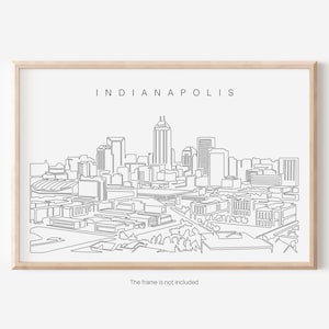 Indianapolis Skyline Art Print - Indianapolis Poster with Cityscape Single Line Art - Indiana Wall Art Gift - Great New Home Gift