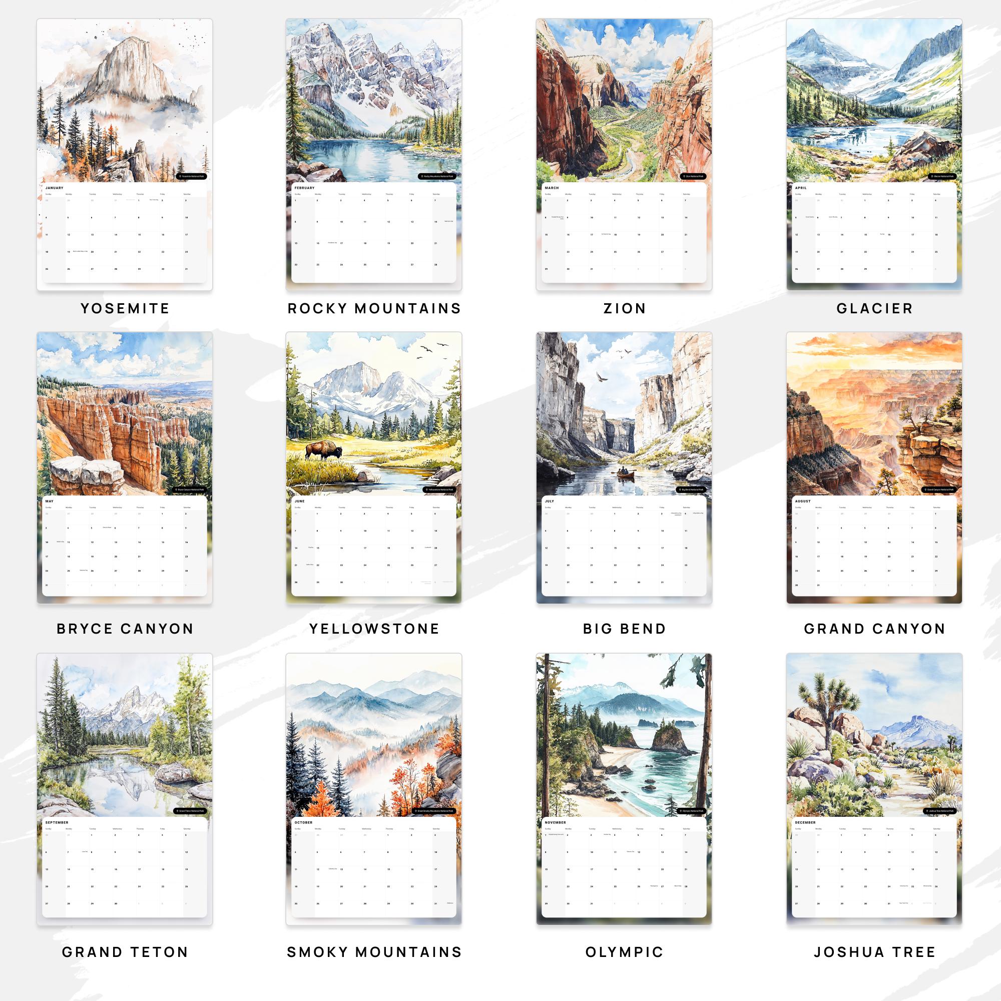 2026 National Park Calendar for Nature Lover - National Park Gifts