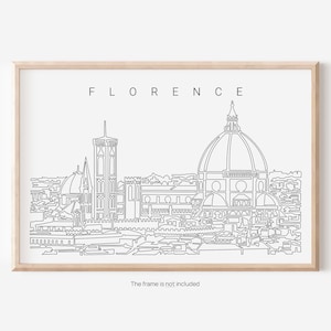 Florenz Italien Kunstdruck - Florenz Skyline Wandkunst mit One Line Zeichnung - Florenz Italien Reise Poster