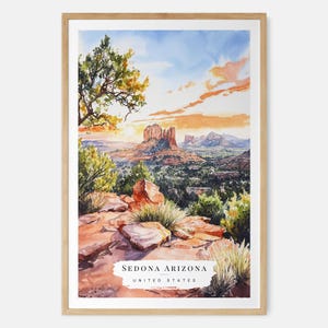 Sedona Arizona Watercolor Art Print - Arizona Desert Wall Art - USA Travel Print - Travel Gift - Moving Gift - New Home Gift