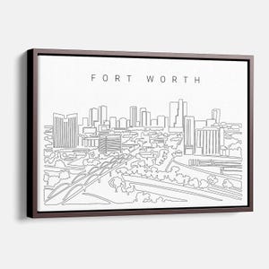 Fort Worth Canvas Art Print - Fort Worth Texas Canvas Wall Art with Skyline Line Art - Great Texas Wall Decor Gift for New Home or New Job