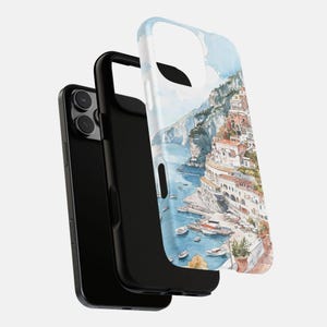 Positano Italy Phone Case with Coastal Watercolor Art, Italy Travel Gift, Travel Art Phone Cover, Travel Lover Gift, Europe Travel Gift afbeelding 4