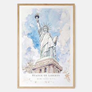 Statue of Liberty Watercolor Art Print - New York City Wall Art - USA Travel Print - Travel Gift - Moving Gift - New Home Gift