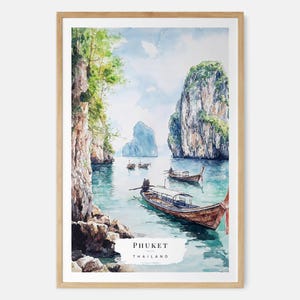 Phuket Watercolor Art Print - Phuket Wall Art - Thailand Travel Print - Tropical Beach Art - Asia Travel Gift - Moving Gift - New Home Gift