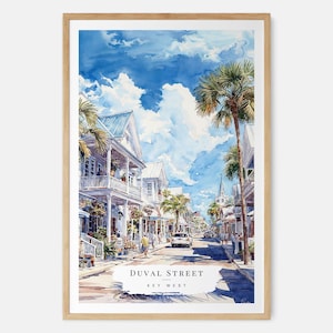 Duval Street Key West Watercolor Art Print - Florida Wall Art - US Travel Print - Travel Gift - Moving Gift - New Home Gift