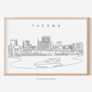Tacoma Skyline Wall Art - Tacoma Art Print - Tacoma Poster with Cityscape One Line Drawing - Washington State Wall Art Gift - New home Gift