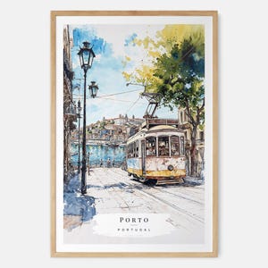 Porto Tram Watercolor Art Print - Portugal Wall Art - Porto Travel Print - Travel Gift - Moving Gift - New Home Gift