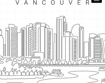 Arte de pared imprimible de Vancouver - Vancouver Skyline Single Line Art - Descarga digital - 100% dibujado a mano - Descarga instantánea