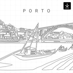 Portugal Printable Wall Art - Porto Bridge Single Line Art - Digital Download - 100% Hand-Drawn - Instant Download