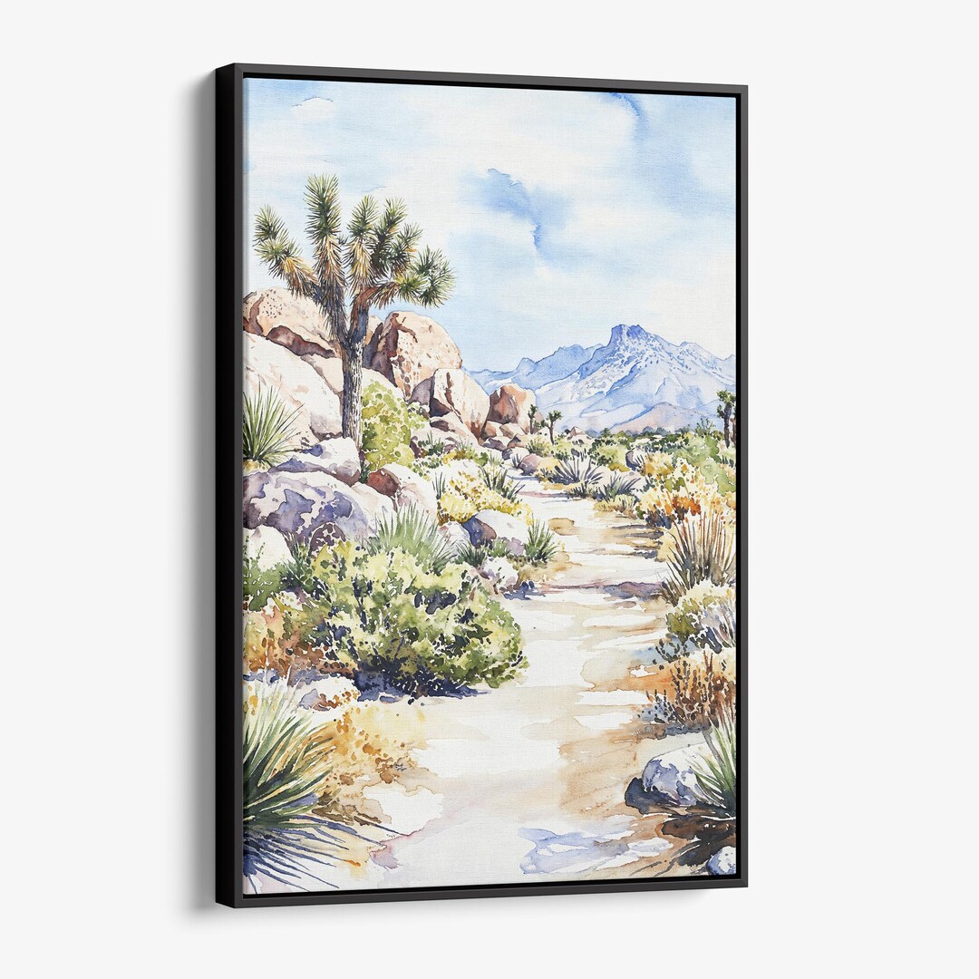 Joshua Tree Watercolor Canvas Print: Desert Landscape Wall Decor - Etsy