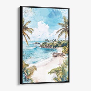 Costa Rica Playa Ventana Canvas Print: Watercolor Tropical Beach Wall Art
