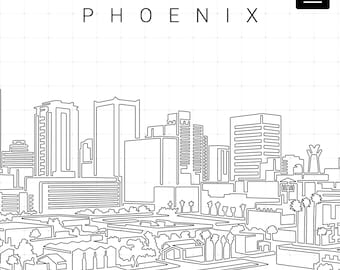 Phoenix AZ Printable Wall Art - Phoenix Skyline Single Line Art - Descarga digital - 100% dibujado a mano - Descarga instantánea