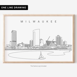 Milwaukee Skyline Wall Art - Milwaukee Art Print with One Line Drawing - Milwaukee Wall Decor Gift - Milwaukee Poster Home Decor