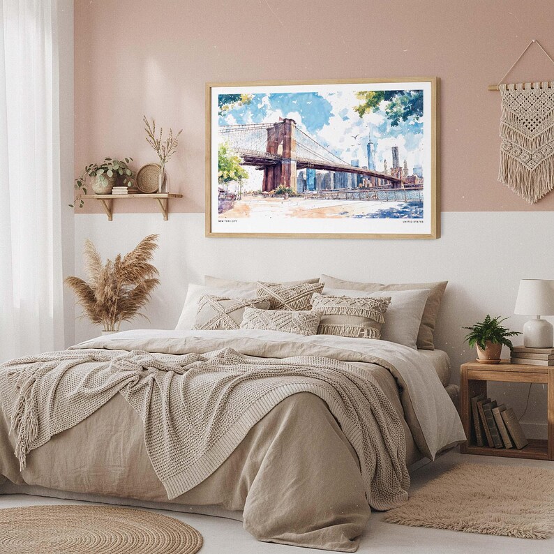 Brooklyn Bridge Art Print: NYC Watercolor Skyline Wall Decor image 5