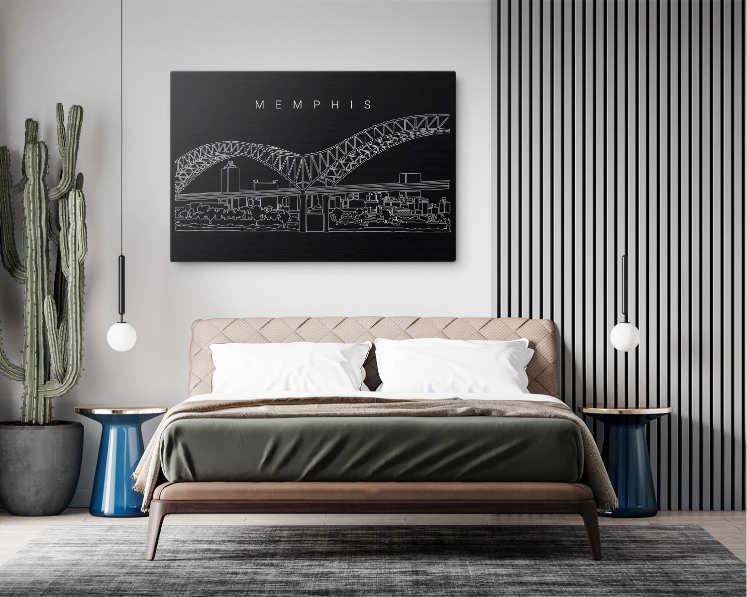 Memphis Canvas Art Print Memphis Skyline Canvas Wall Art Etsy