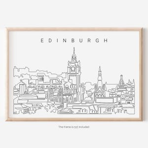 Edinburgh Skyline Wand Kunst - Edinburgh Kunstdruck - Edinburgh Poster mit City One Line Zeichnung - Schottland Wanddekoration - Neues Zuhause Geschenk