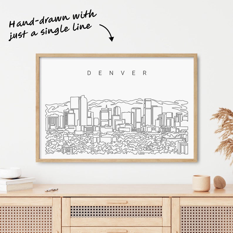Denver Skyline Wall Art - Denver City Art Print - Denver Colorado Poster with One Line Drawing - Denver Wall Decor Moving Gift image 2