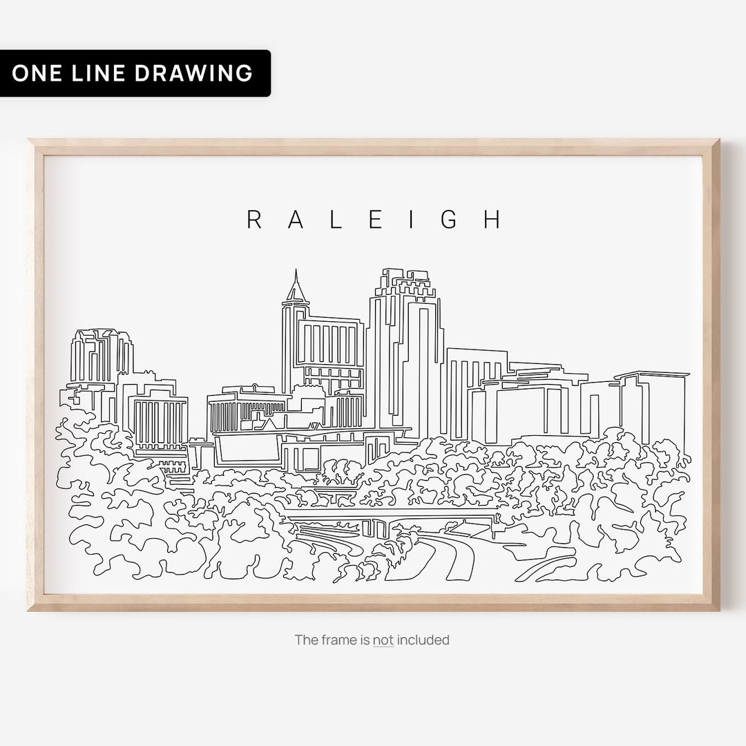 Raleigh Skyline Wall Art Raleigh NC Art Print With Cityscape One Line