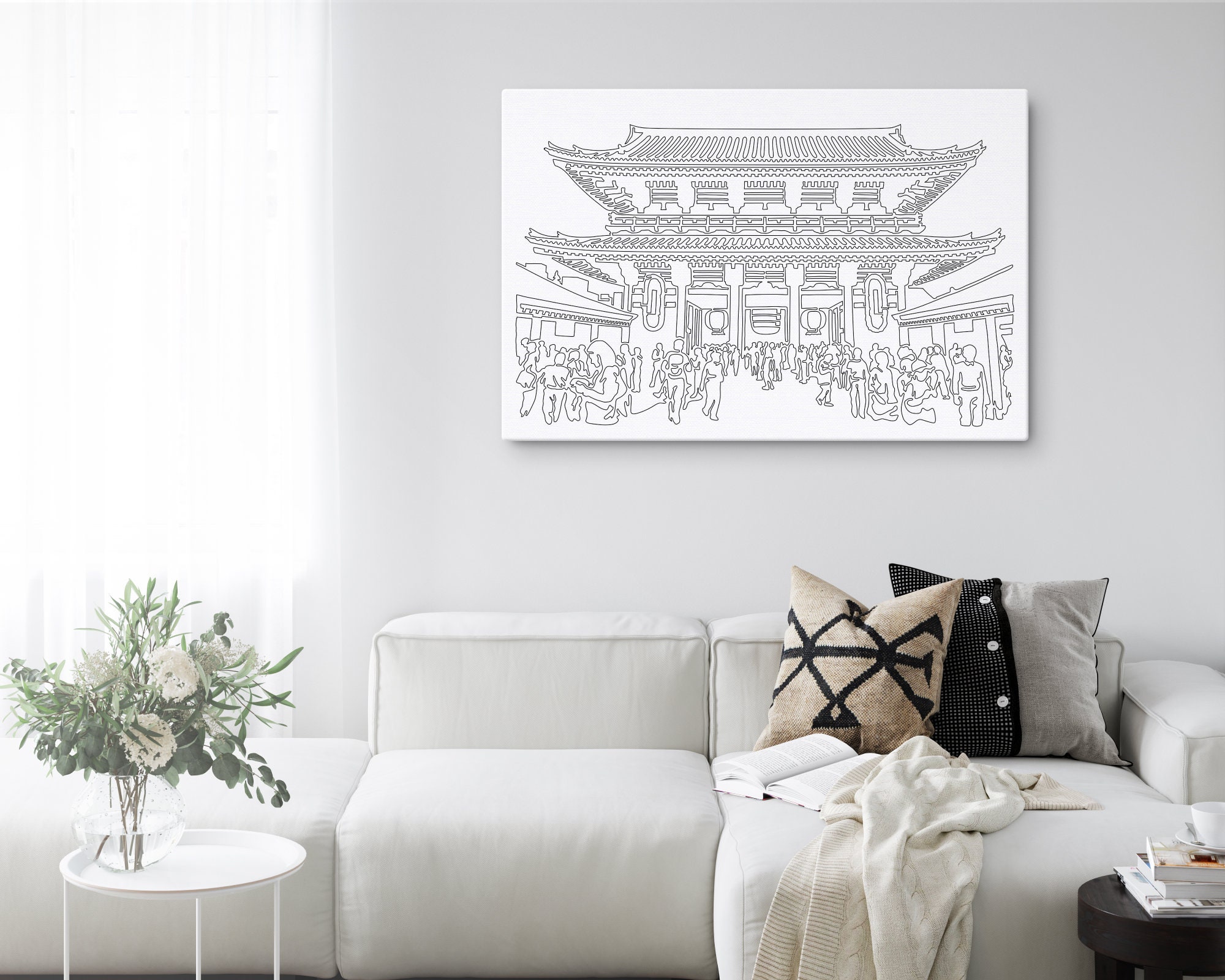 Tokyo Japan Canvas Wall Art Japanese Art Print with Temple Etsy