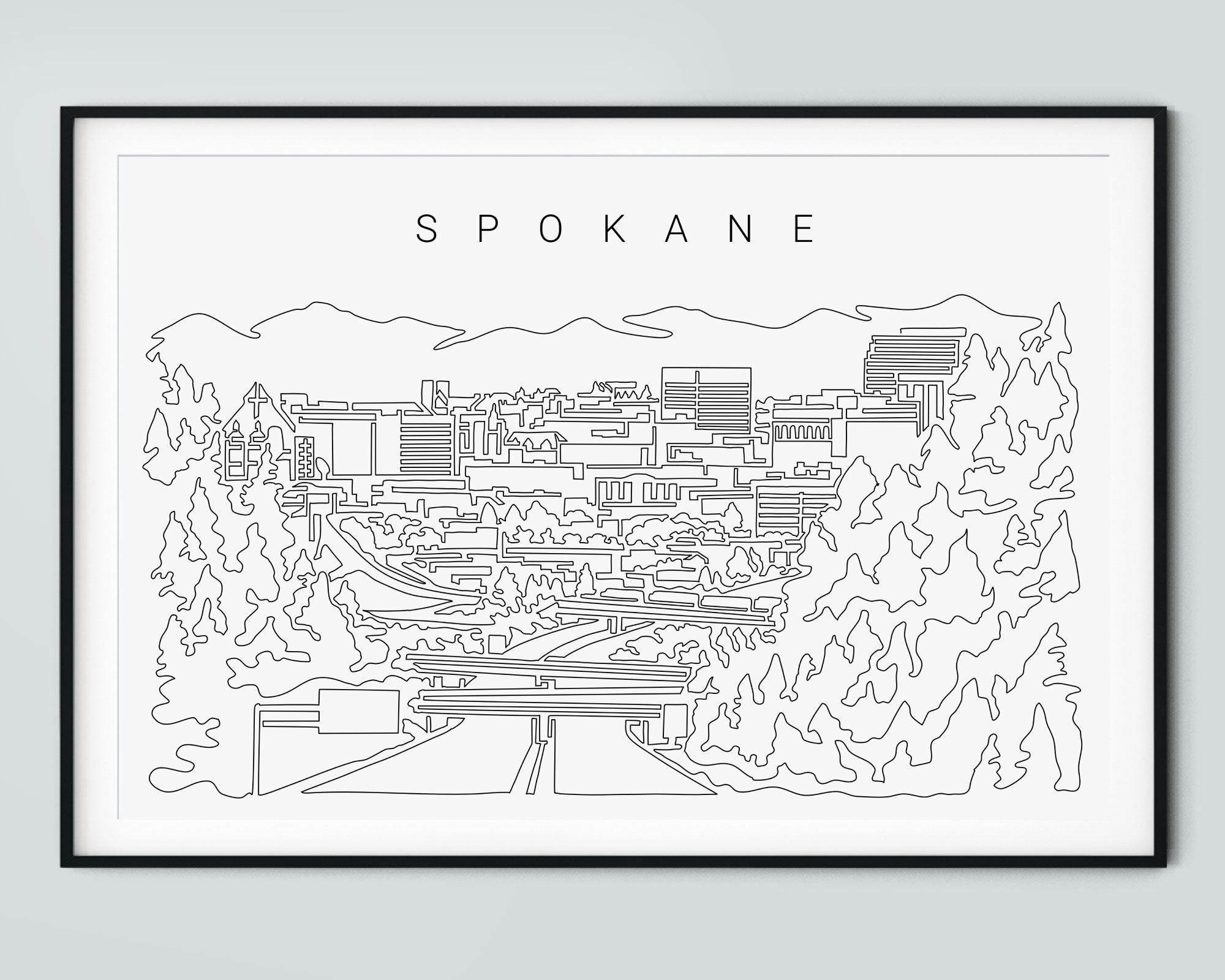 Spokane Wall Art Spokane Skyline Art Print Spokane WA One Etsy