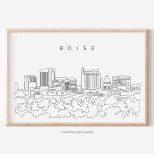 Boise Idaho Skyline Wall Art - Boise Idaho Art Print - Boise Poster with Cityscape One Line Drawing - Idaho Wall Decor - New Home Gift