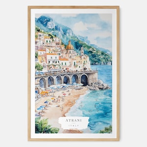 Atrani Italy Watercolor Painting Art Print - Italy Coastal Wall Art - Italy Travel Gift - Moving Gift - New Home Gift - Housewarming Gift