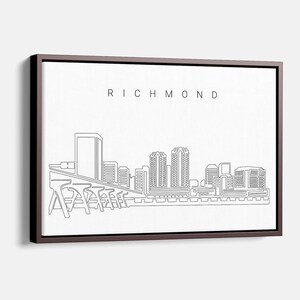 Richmond VA Canvas Wall Art - Richmond VA Art Print with City Skyline One Line Drawing - Richmond VA Wall Decor Gift - New Home Gift