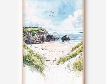 Inishowen Aquarell-Wandbild: Küstenlandschaft (Digitaler Download)