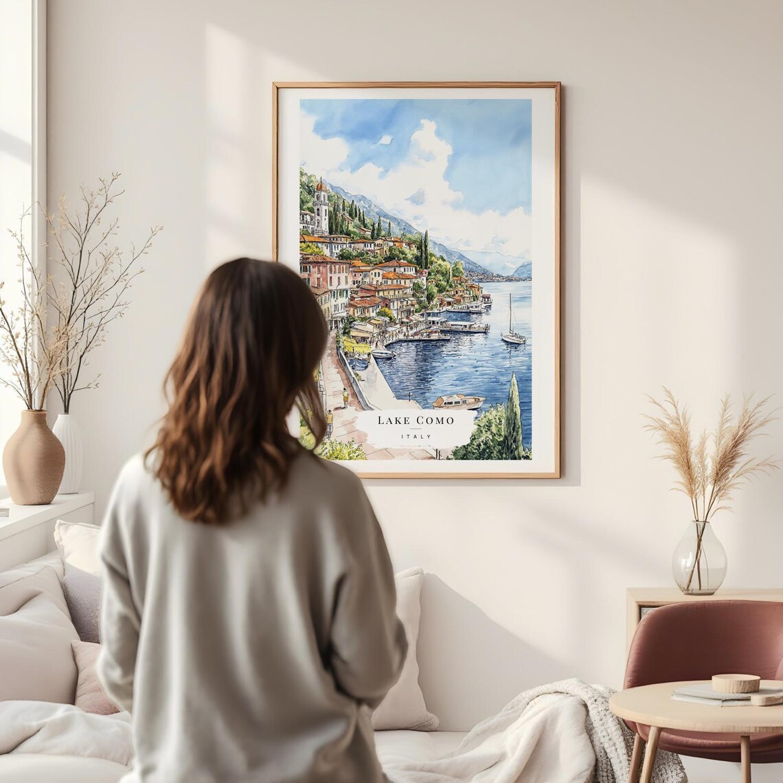 Lake Como Italy Watercolor Painting Art Print - Italian Lakeside Wall ...