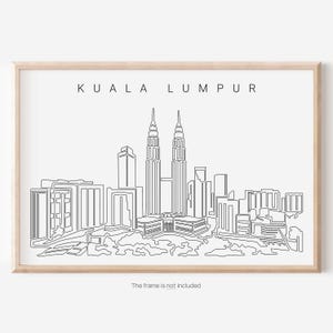 Kuala Lumpur Art Print - Kuala Lumpur Poster with Petronas Towers One Line Drawing - Malaysia Wall Decor - New Home Gift