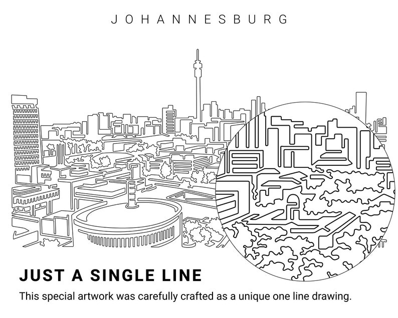 Johannesburg Skyline Printable Wall Art South Africa Digital Etsy
