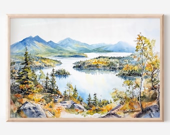 Art mural montagnes Adirondack : aquarelle paysage téléchargement numérique
