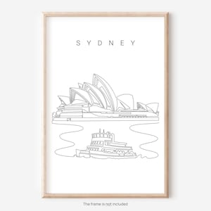 Opernhaus in Sydney Wandkunst - Sydney Kunstdruck Opernhaus One Line Zeichnung - Sydney Poster - Tolles Geschenk zur Wohnungseinweihung