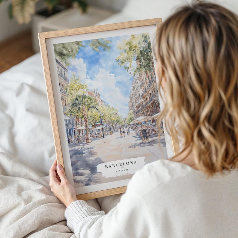 Barcelona Watercolor Art Print - Barcelona Wall Art - Spain Travel Print - Travel Gift - Moving Gift - New Home Gift - Housewarming Gift image 6