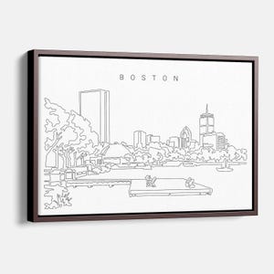 Boston Leinwanddruck - Boston Skyline mit Charles River Esplanade Single Line Art - Boston Leinwand Wanddekor - Tolles neues Zuhause Geschenk
